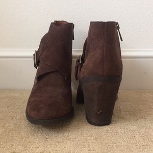 Lucky Brand Buckled Ankle-Zip Suede Booties